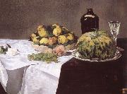 Stilleben with melon and peaches Edouard Manet
